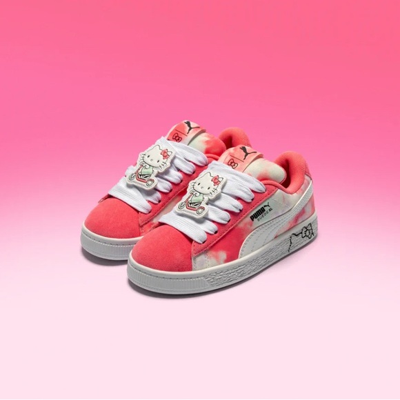 New Puma Hello Kitty X Friends Suede Pink Sneakers Youth - Picture 1 of 11